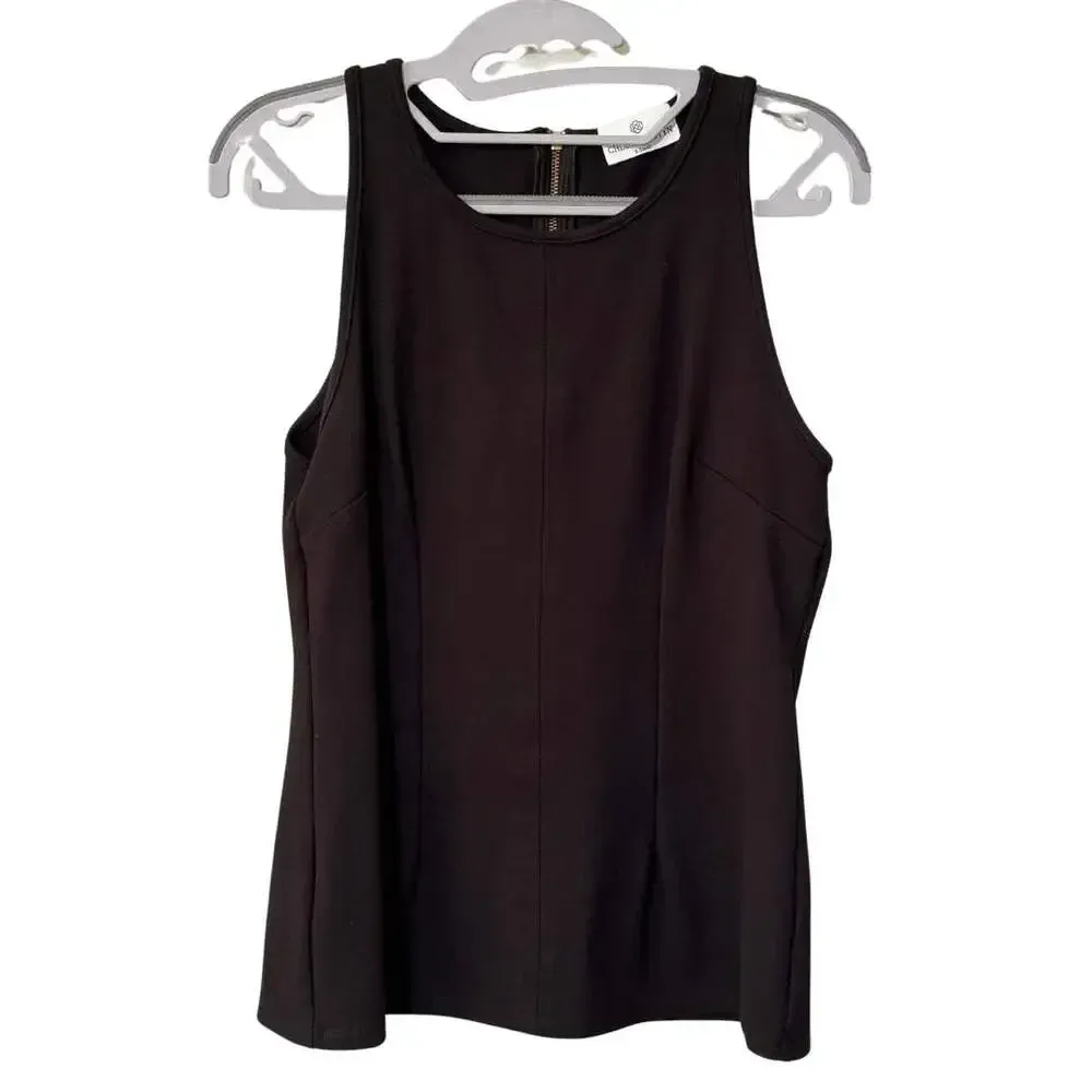 CHLOE KRISTYN Jenni Ponte Knit Round Neck Sleeveless Tank Top Black EUC XS - Image 4