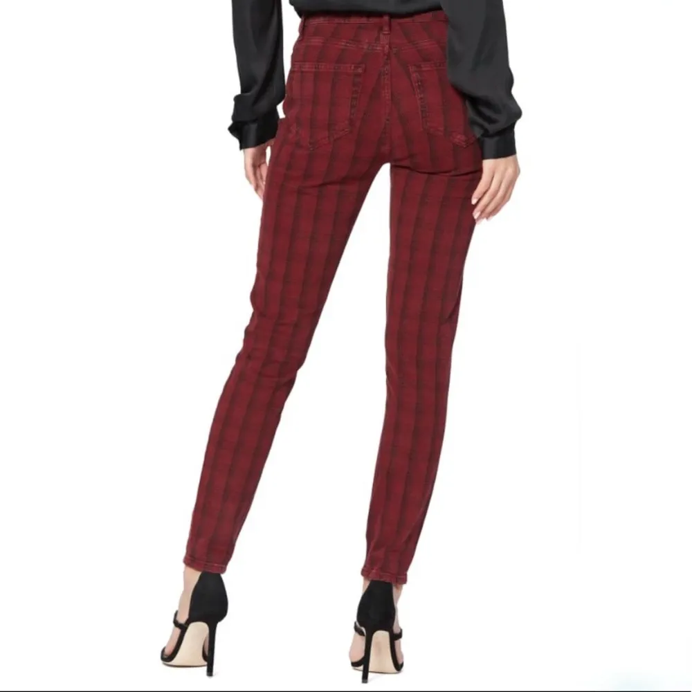 Paige Hoxton Tartan plaid high waist red skinny jeans size 25 - Image 33