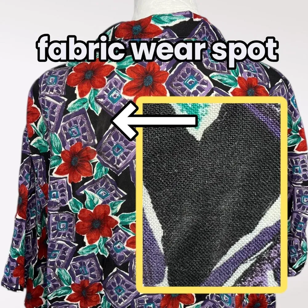 Vintage Fritzi Floral Rayon Short Sleeve Button Up Shirt Multiple Size L - Image 9