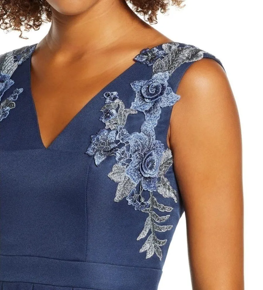 Nwt CHI CHI LONDON Appliqué Fit Flare Party Dress Navy 4 - Image 3