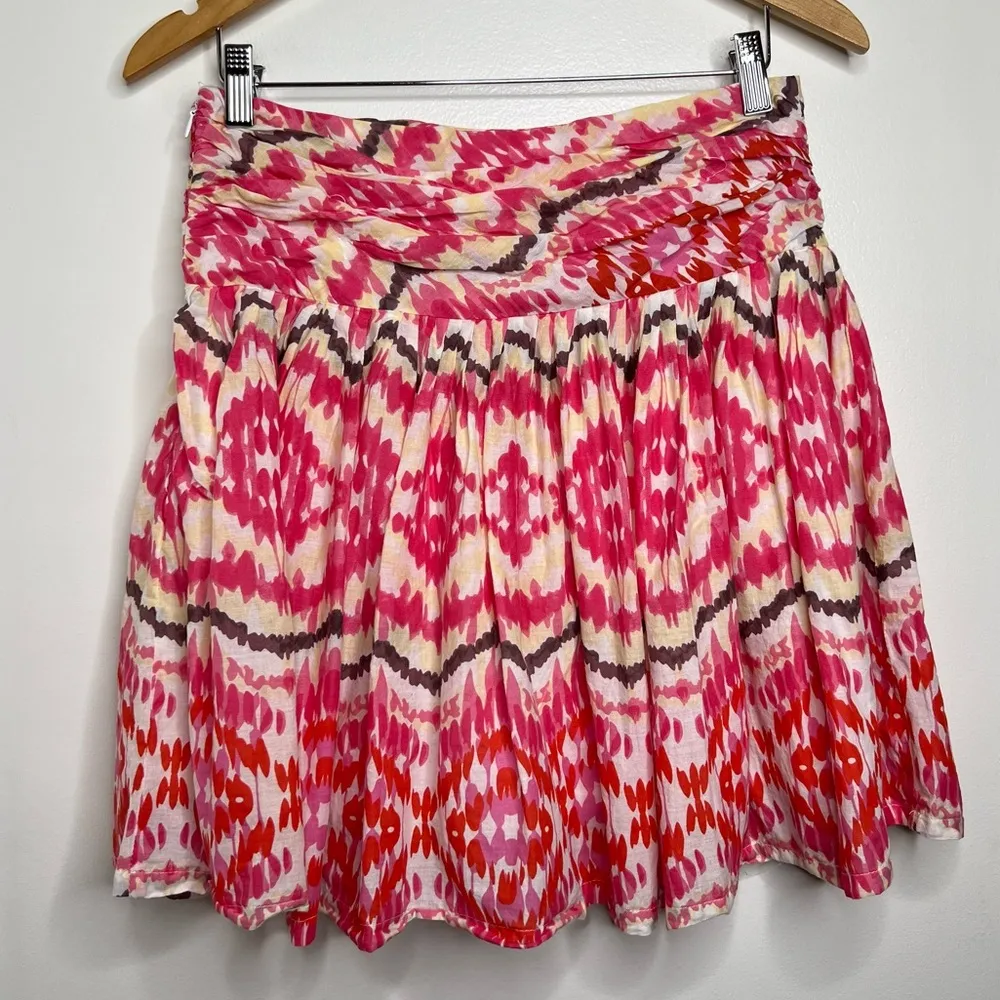Joe Fresh Cotton Skirt Wide Ruched Waistband Women’s Size 4 Side Zip Boho Aztec - Image 2