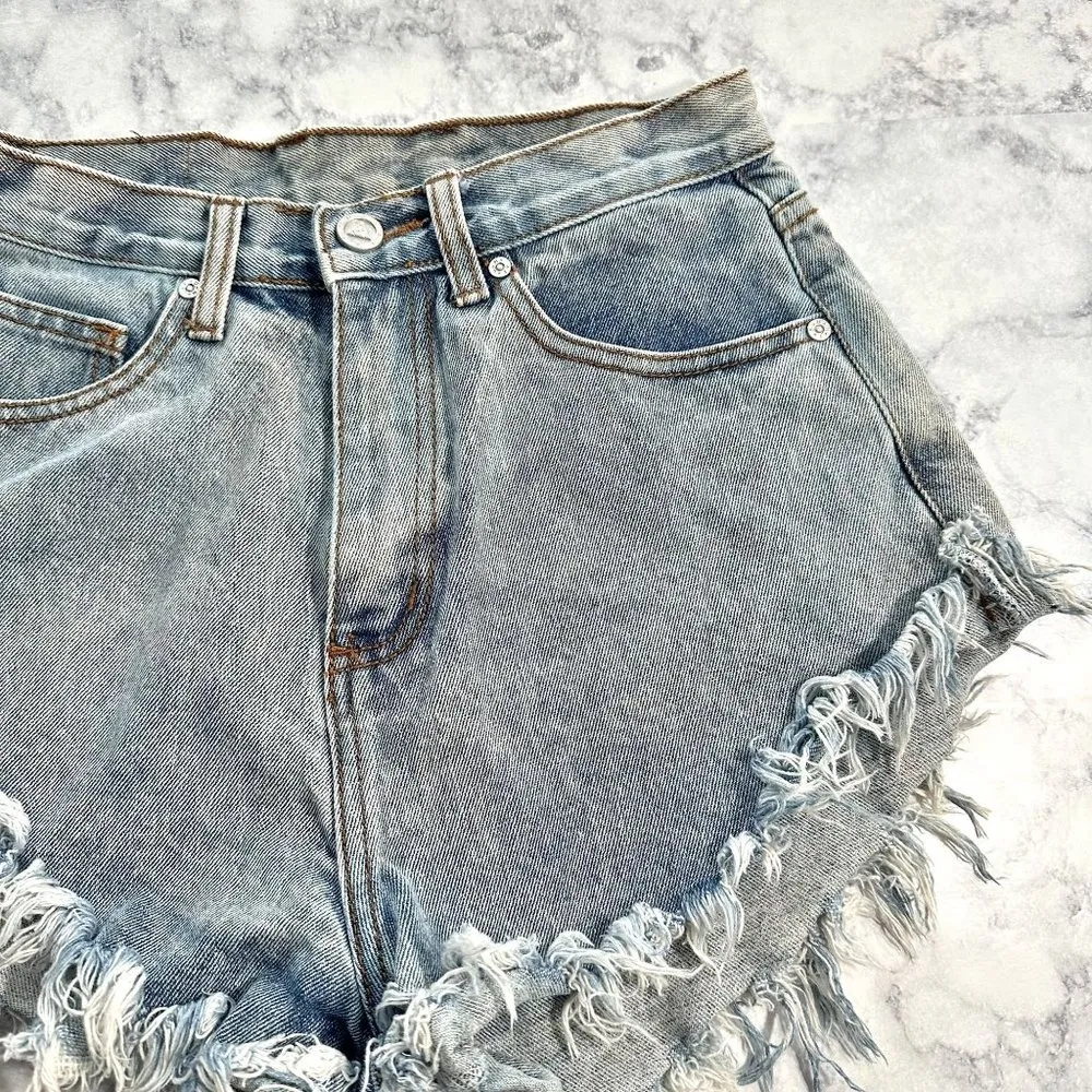 UNIF Cutoff High Rise Denim Shorts - Image 3