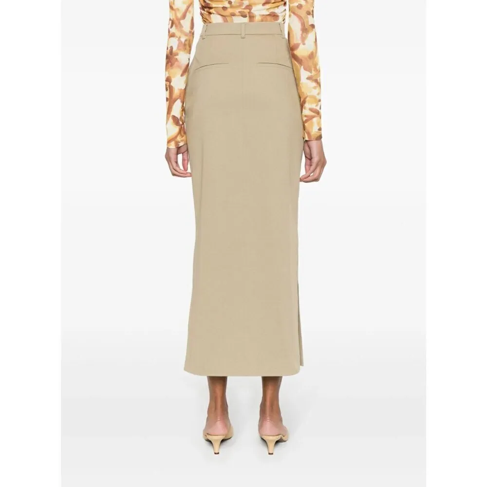 NANUSHKA Edena Skirt in Pebble Large New Womens Long Maxi Chinos Khaki Tan - Image 14