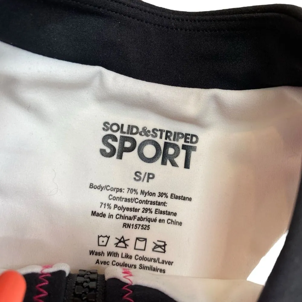 Solid & Stripe Sport Women’s S Trek High Neck Zip Front Sports Bra White Sporty - Image 7