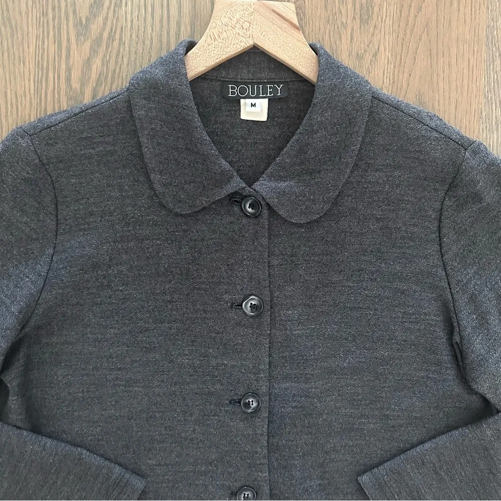 Vintage Bouley Wool Knit Cropped Long Sleeve Button Front Cardi Grey Medium Gray - Image 8