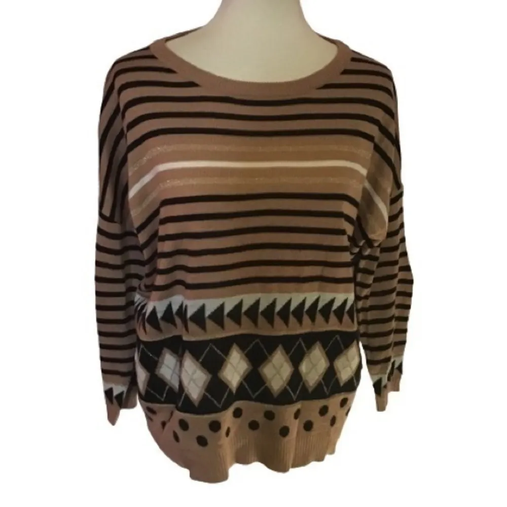 Moonlight Striped argyle sparkly oversized lightweight sweater - Image 2