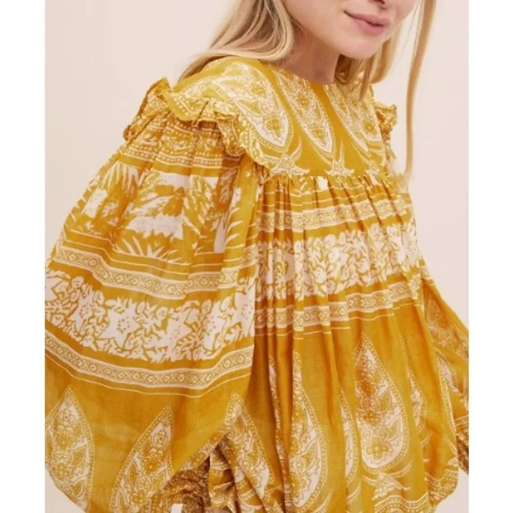 M.A.B.E. Apparel Athena Boho Blouse Top Sz. M Yellow Size M - Image 2