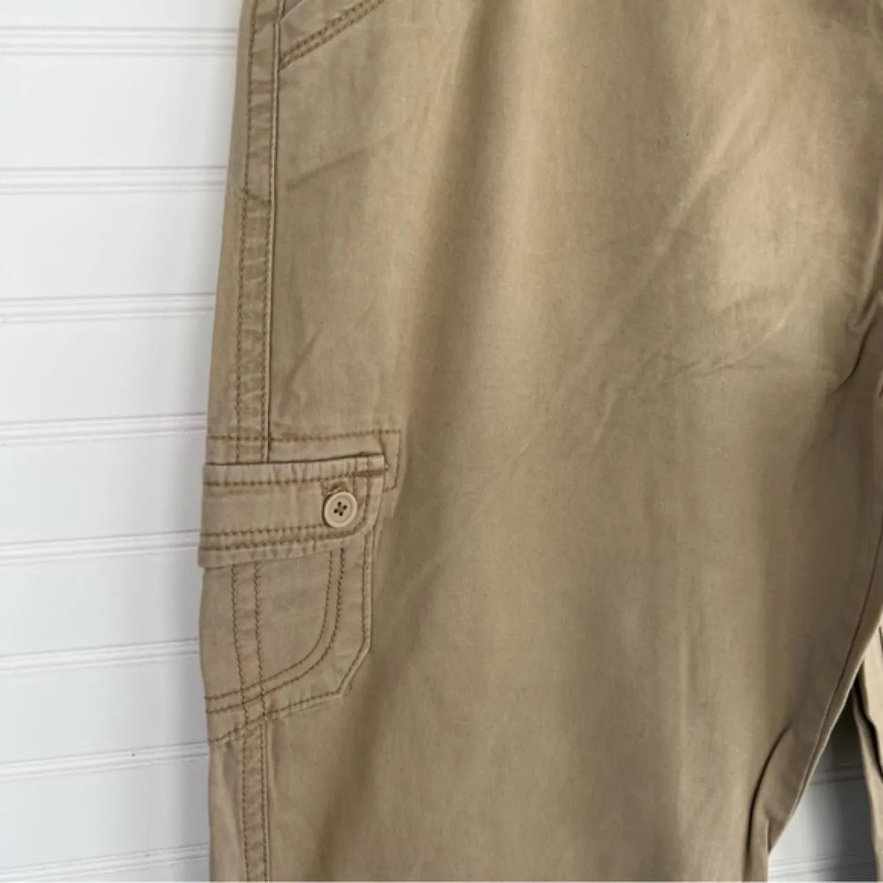 Faded Glory  Light Khaki Wide Leg Cargo Pants - Image 7