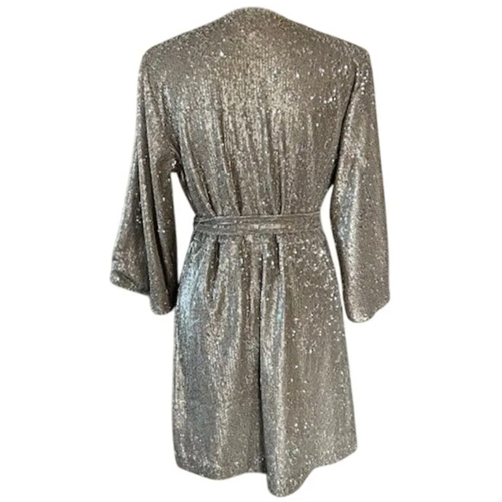 Megan Mini Dress, Champagne with Light Gold Sequins, size Small - Image 4