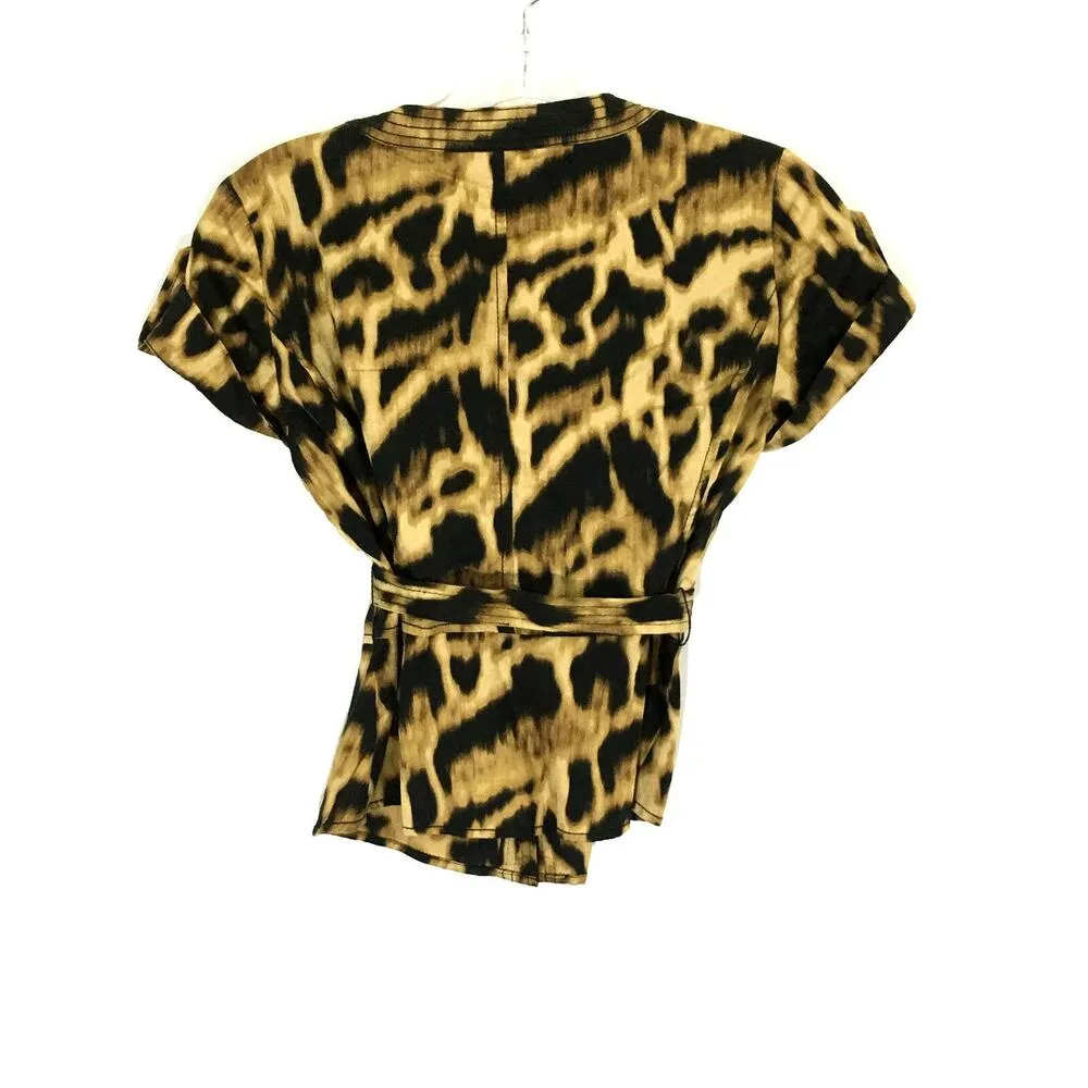 Jones New York Signature Petite PP Leopard Animal Print Button Blouse Cotton - Image 3