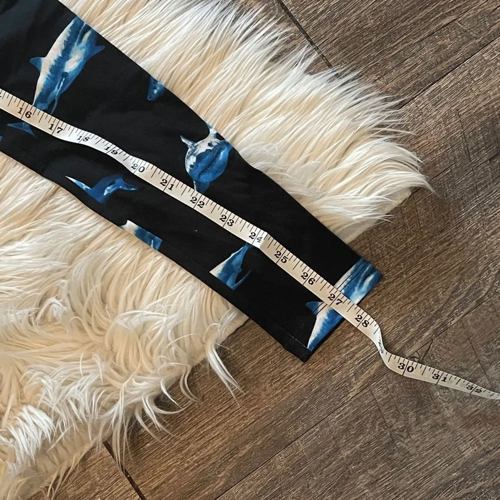 Forever 21 Black Blue Shark Leggings - Image 2