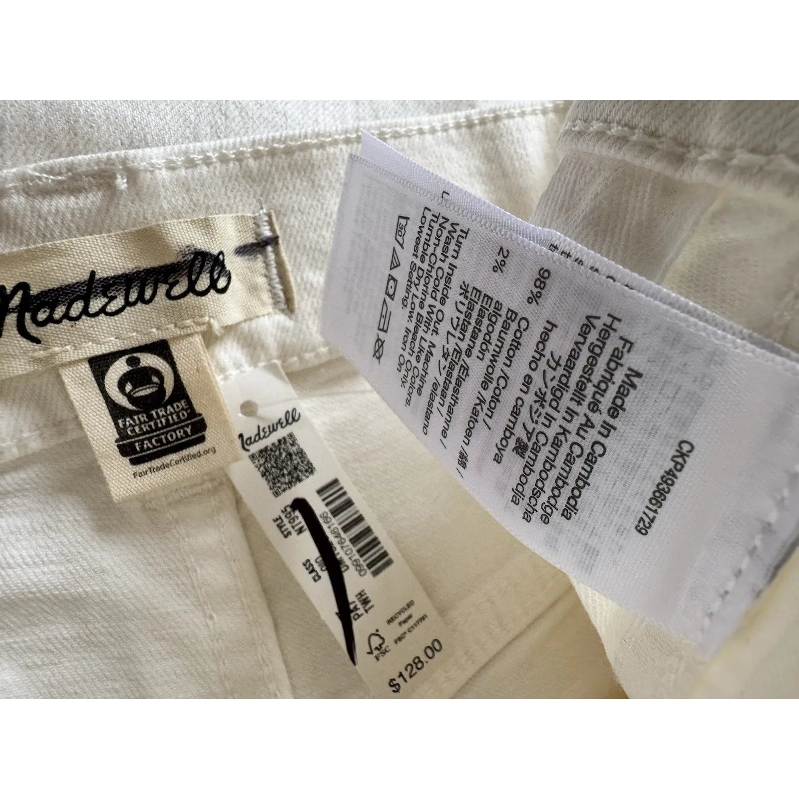 NWD Madewell Tile White The Perfect Vintage Wide Leg Crop Jeans Size 30 - Image 11