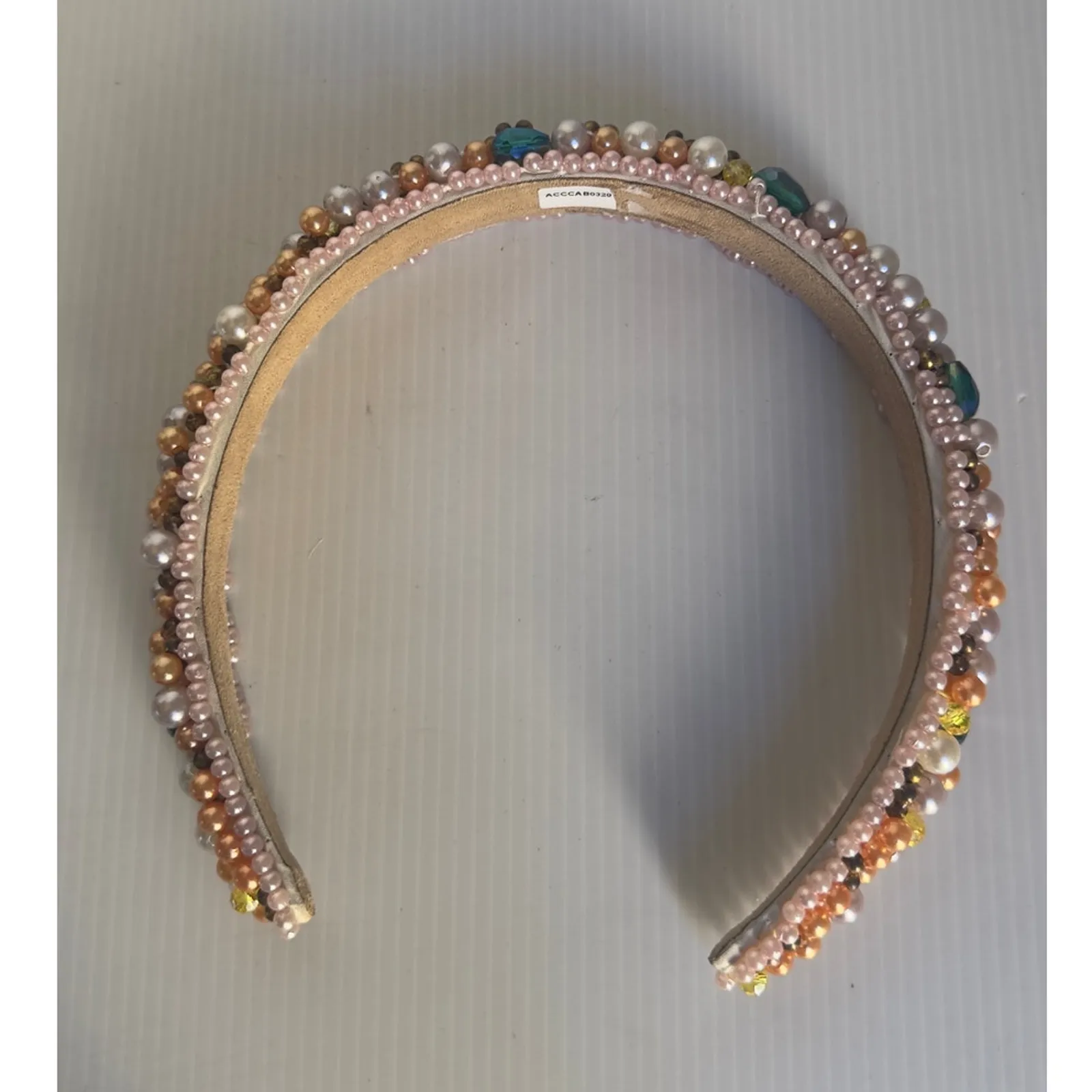 Handmade Beaded Pearl Headband Colorful Crystal Diadema Bridal, Party NWT Pink - Image 11