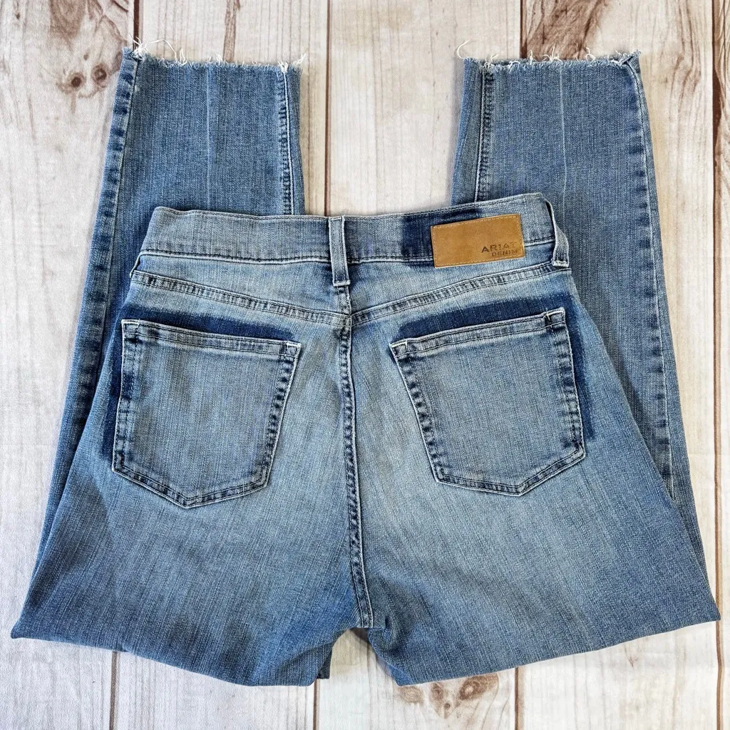 Ariat Boyfriend Ankle Jeans Distressed Vintage Wash Denim High Rise Western 28R - Image 2