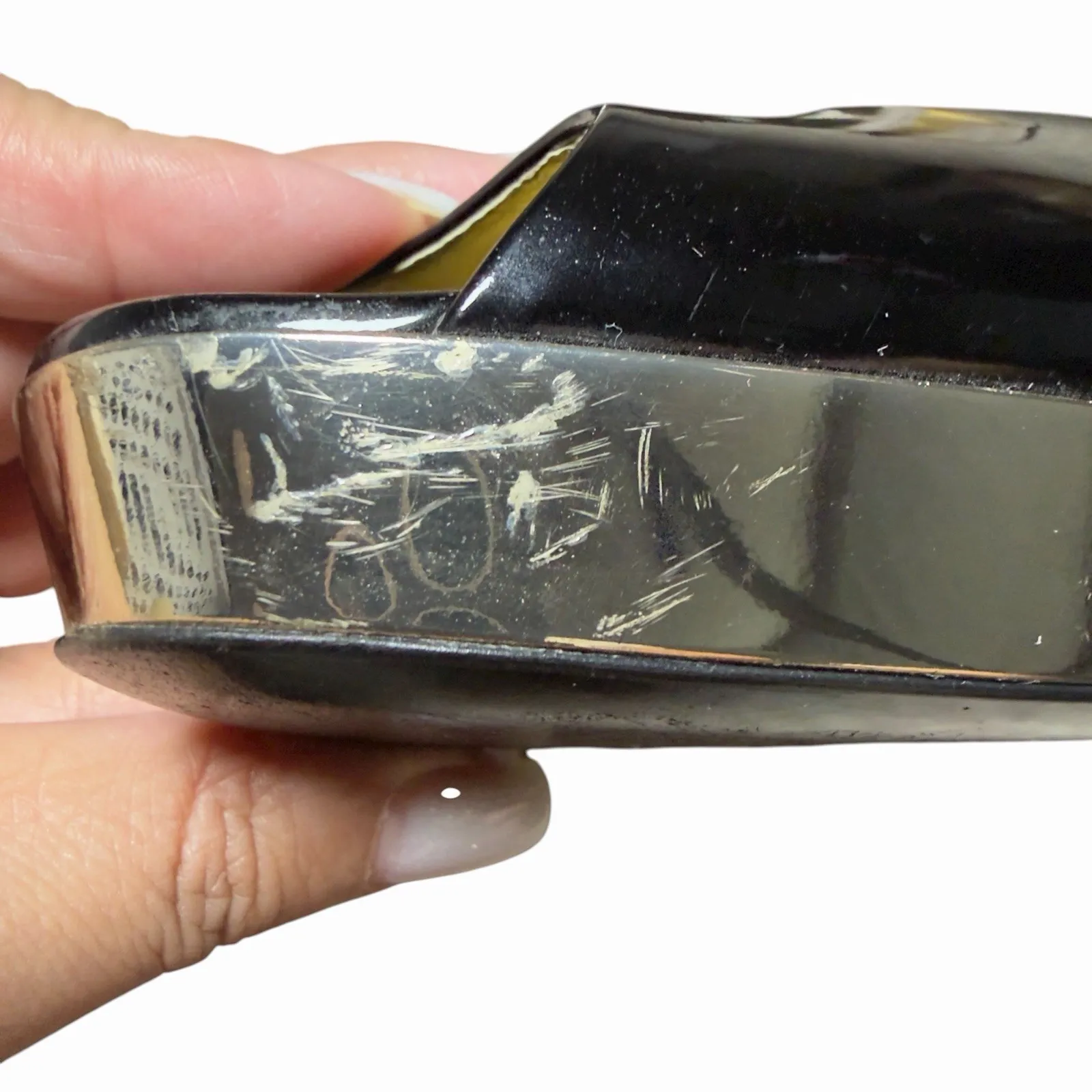 Gucci Black Patent Leather Gold Platform Peep Toe Heels 9.5B Made in Italy - Image 10