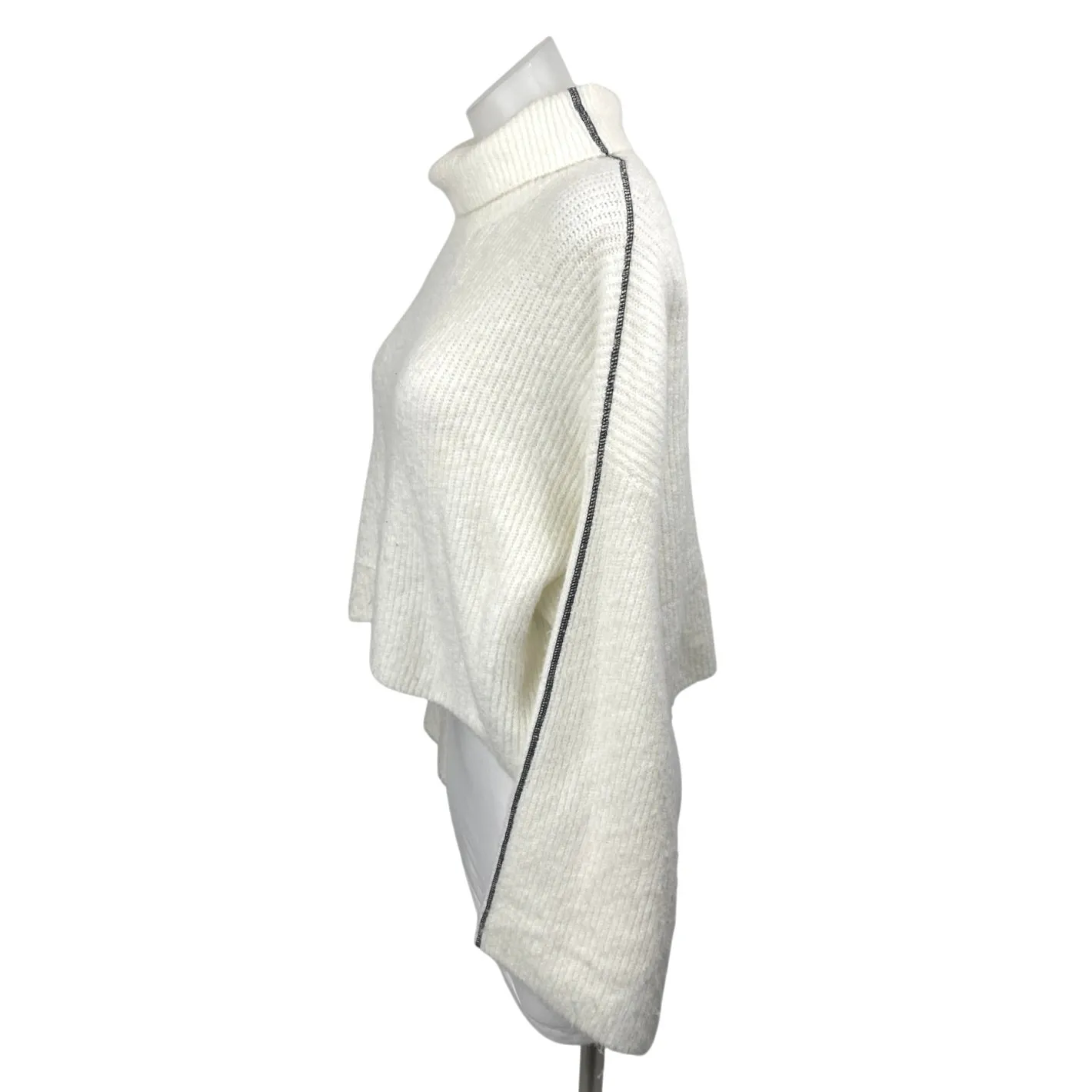 Topshop Women's White Ribbed Knit Turtleneck Long Sleeve Sweater Top Size 6 - Image 2