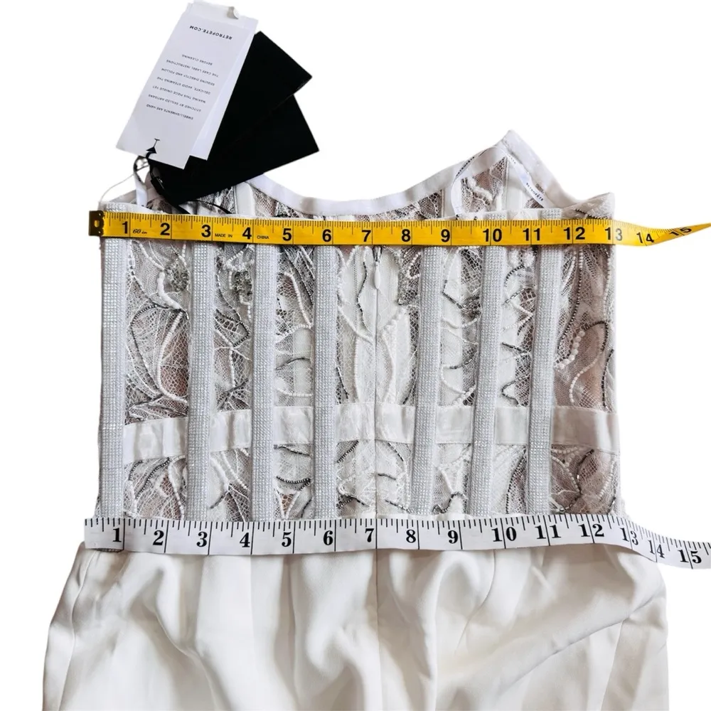 RETROFETE Blythe Embellished White Lace Bustier Corset Strapless Dress NEW - Image 16