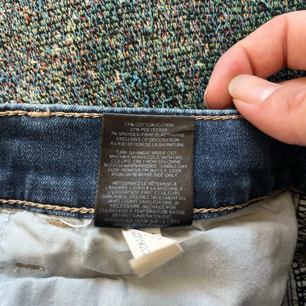 Express Slim Legging Jeans Mid Rise Dark Wash Floral Embroidered Women’s 6 Y2K - Image 16