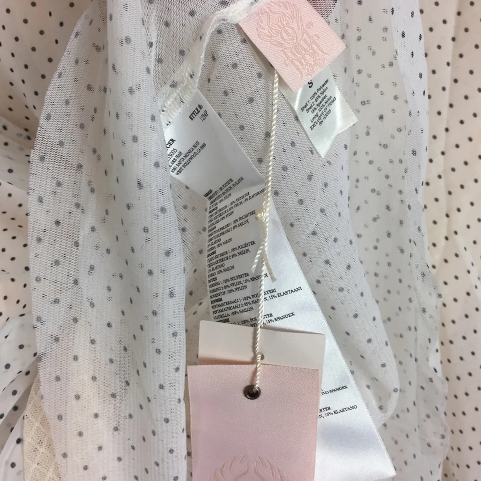 NWT We are HAH Polka Dot Lace Ruffle Swing Mini Dress Small Fairy Coquette Chic Black - Image 7