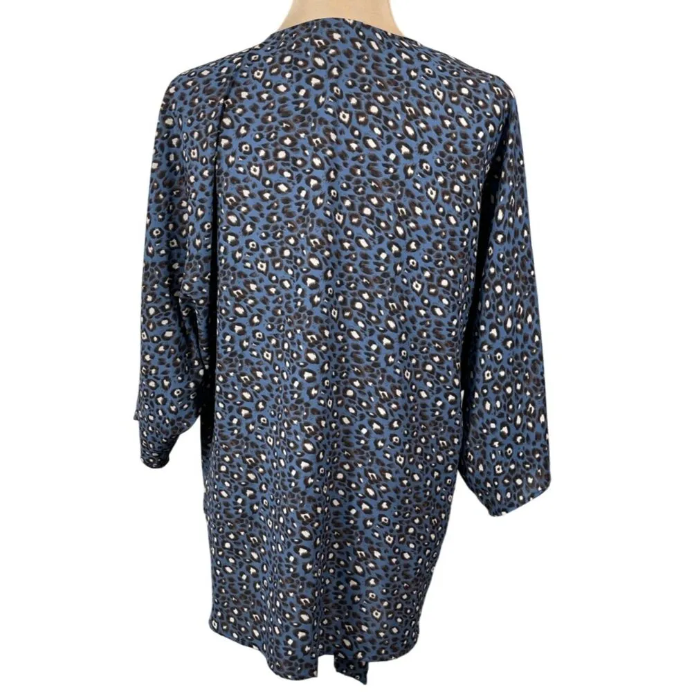 West Kei Kimono Cardigan Blue Animal Print Short Size XL Extra Large - Image 3