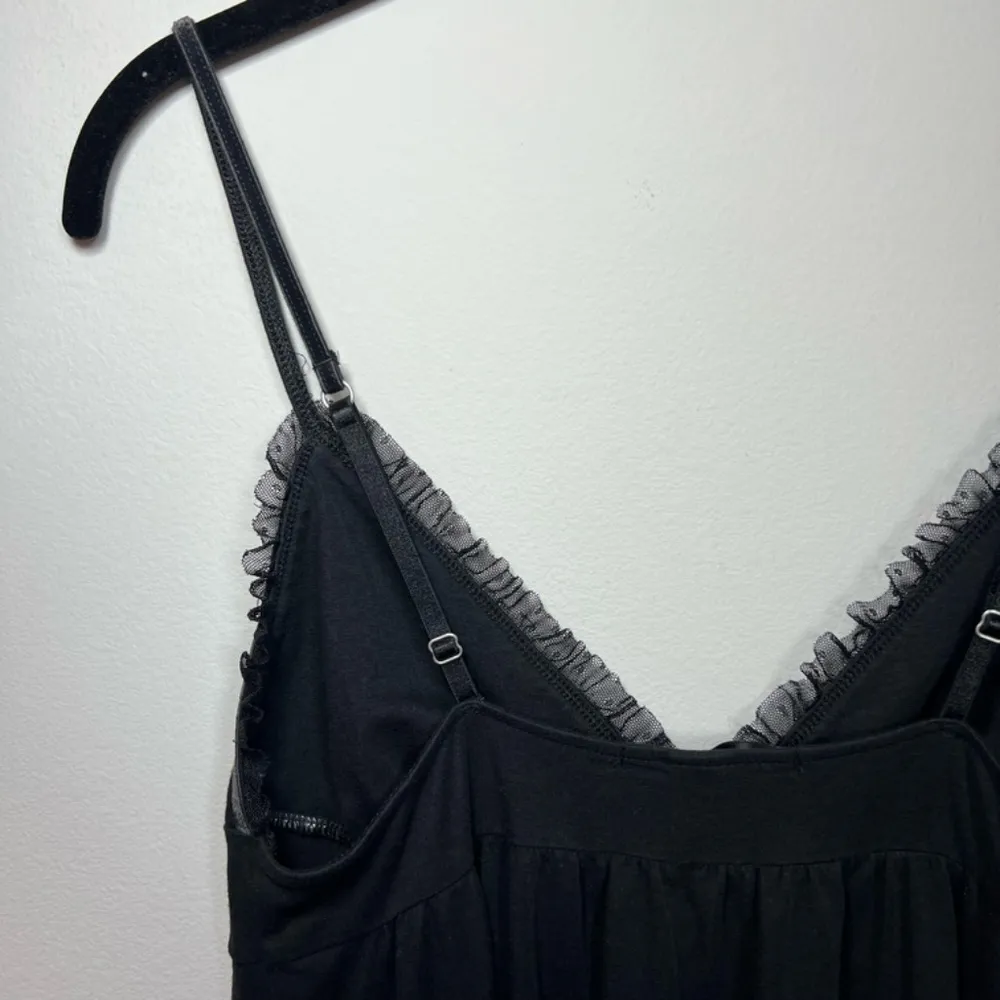 Victoria’s Secret Nightie Lingerie Slip Dress Black Lace Trim Cotton Soft Medium - Image 8