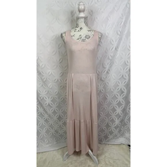 Daily‎ Ritual Cozy Knit Rib Heathered Pink Tiered Tank Dress Size XS - Image 2