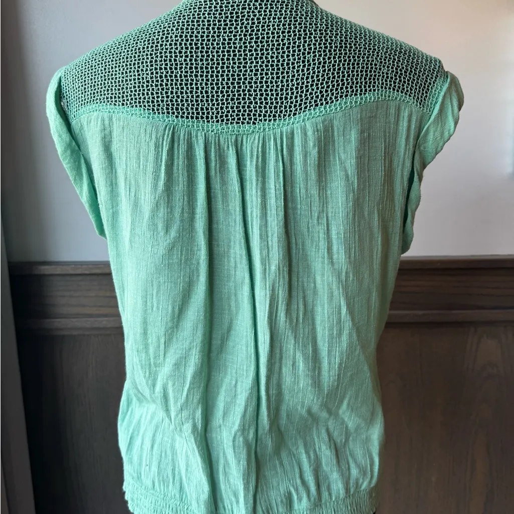 Mine Green Mandarin Collar Button Down Shirt Size L - Image 3