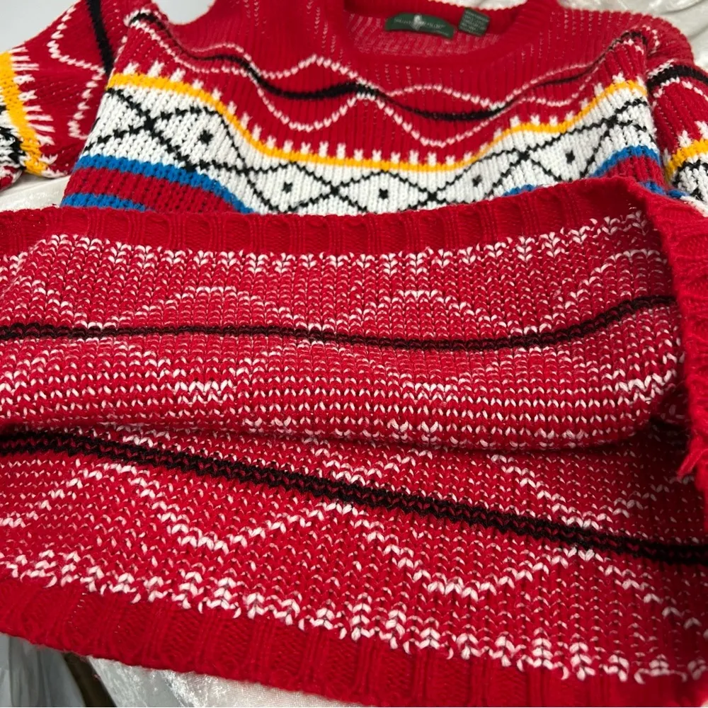 Vintage large JCPenney Hunt Club Chunky Knit vibrant color sweater Red - Image 8