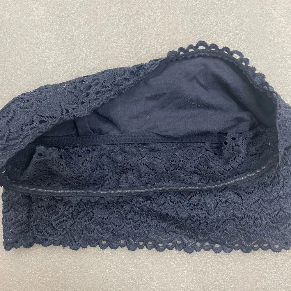 Bundle of Aerie Blue Lace Bralettes Bandeau and High Necklace - Image 3