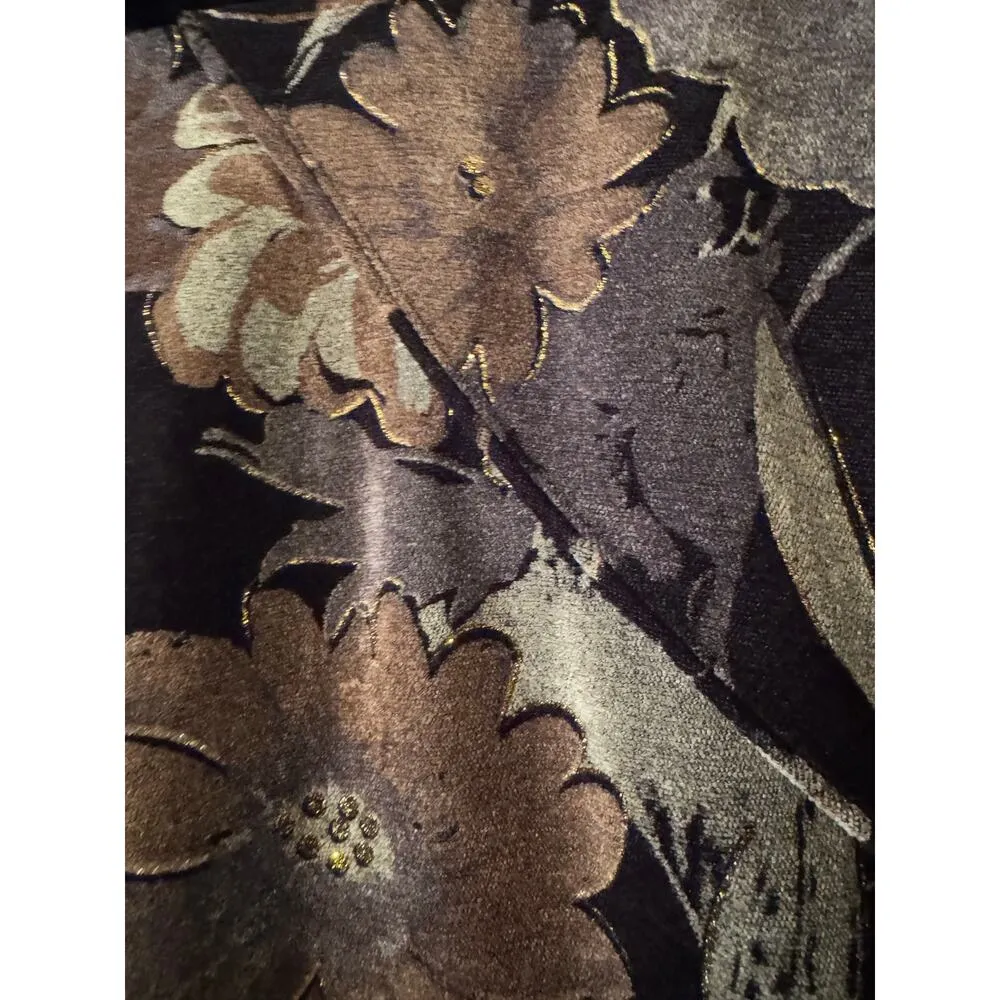 Harve' Bernard vintage velvet waistcoat floral dark romantic metallic  M 80's - Image 9