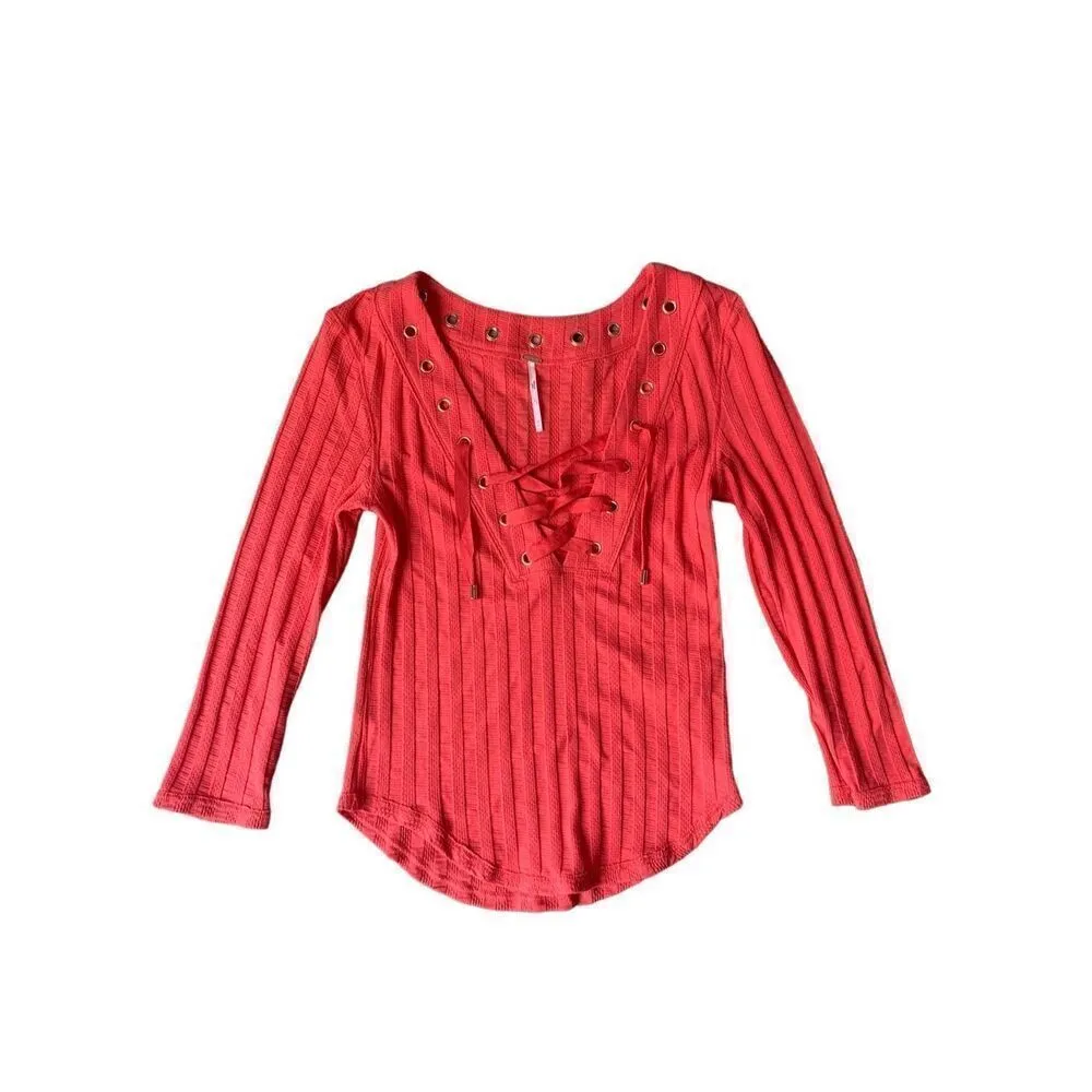 Free People Ice Cold Ribbed Top In Rose Crimson - Image 4