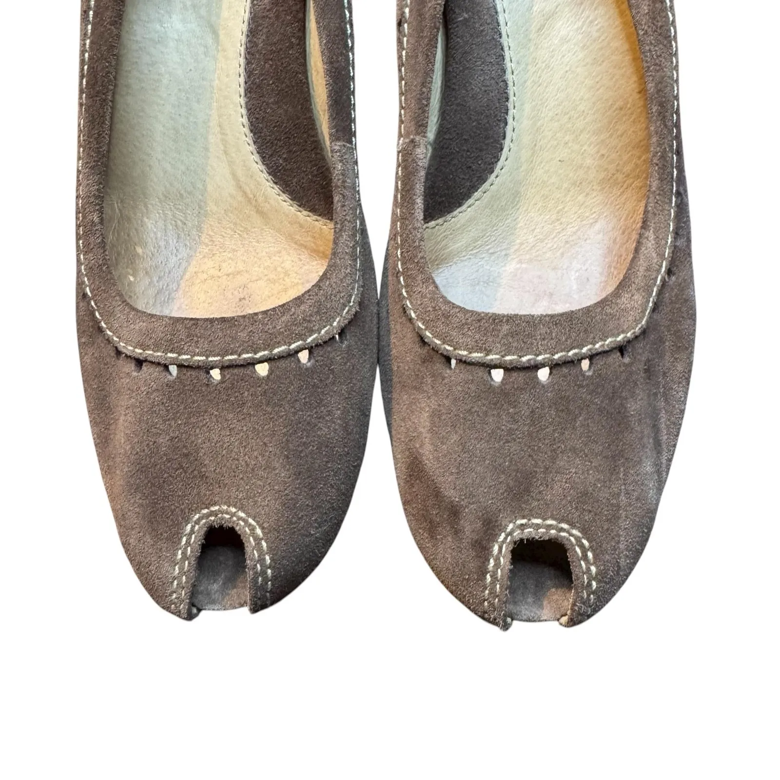 Josef Seibel Shoes Womens Size 39 Brown Suede Wedge Peep Toe Pumps Comfort 92115 - Image 4