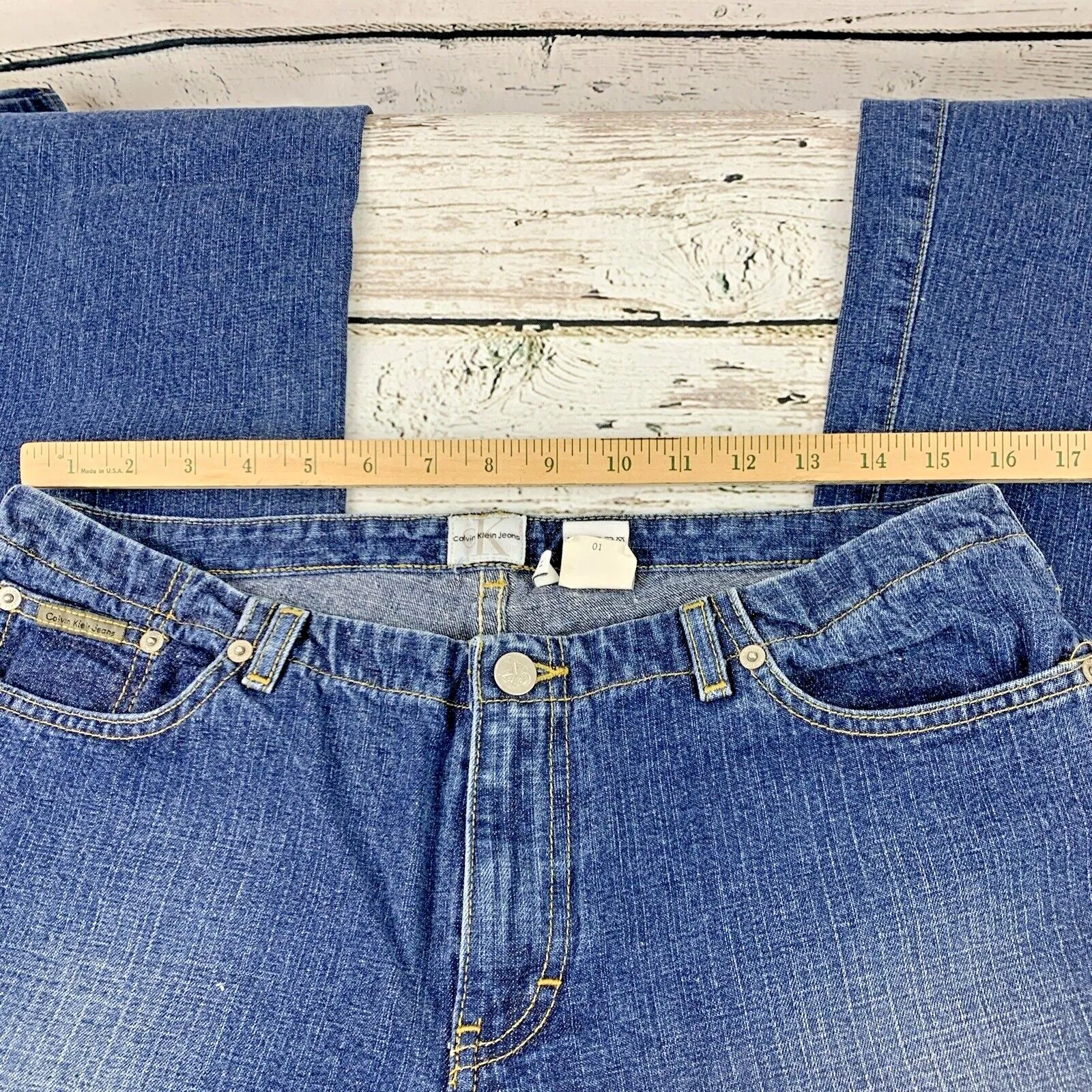 Calvin Klein Women's Boot‎ Cut 100% Cotton Indigo Blue Denim Jeans [Size 11] - Image 8