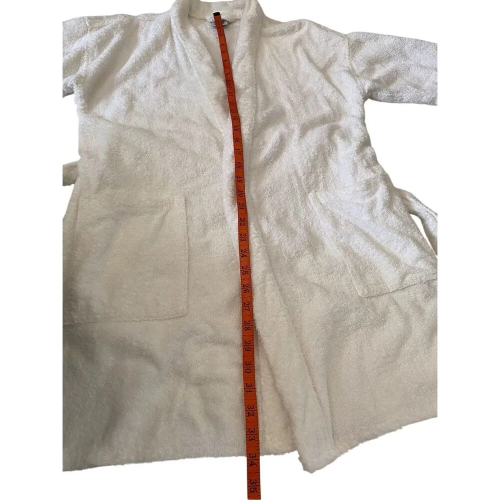 Vintage Teka Terrycloth Robe Belted Spa Coverup Lounge Loungewear Sleepwear White Size M - Image 8