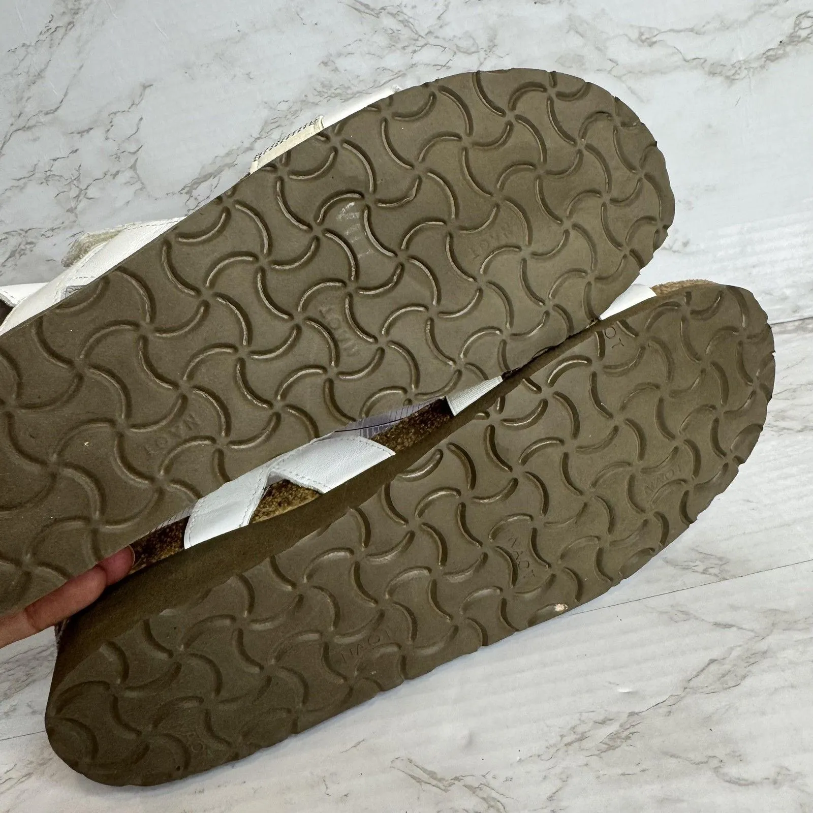 Naot krista Shoes Womens Size 9.5 Wedge Sandals Rhinestone Strap Comfort Leather White - Image 10