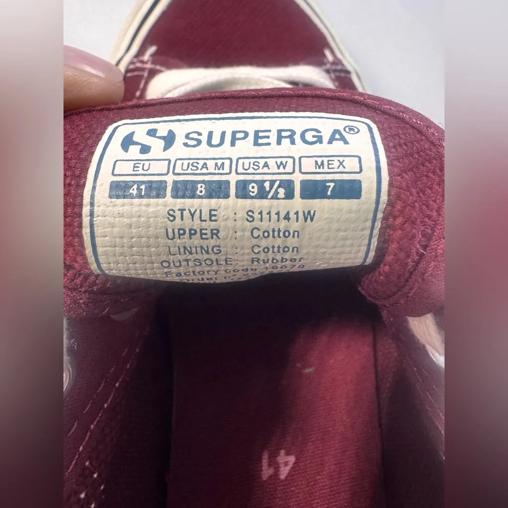 Superga 2750 Classic Canvas Sneakers in maroon- Size 9.5W in like new condition - Image 7