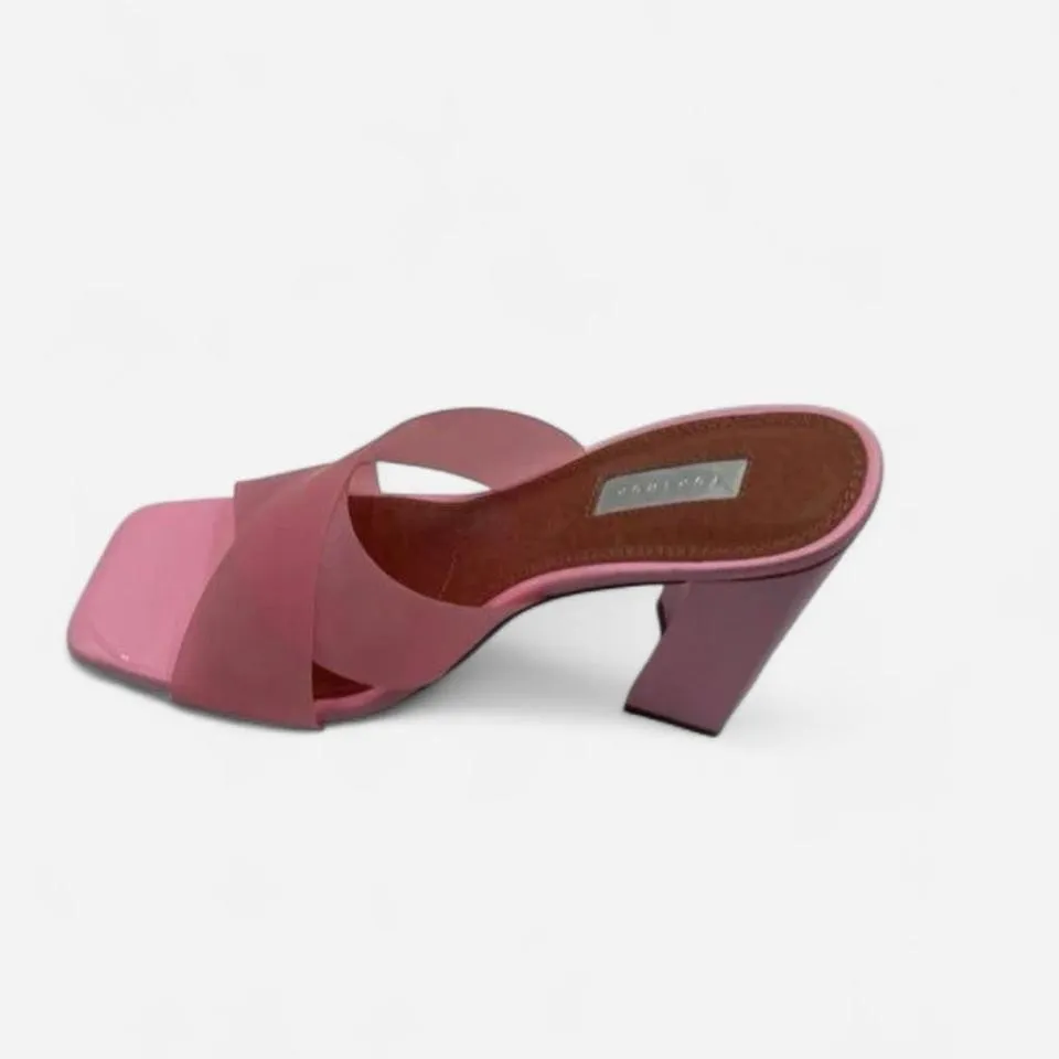 Topshop Pink Crisscross Slides Block Heels 8.5 - Image 4