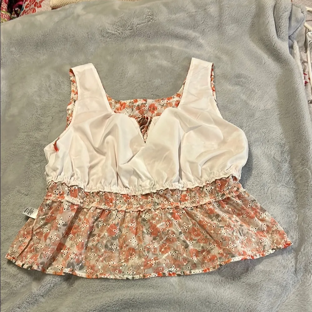 Versona Women’s Floral Sleeveless Top - Orange and White. NWOT Size Large - Image 7