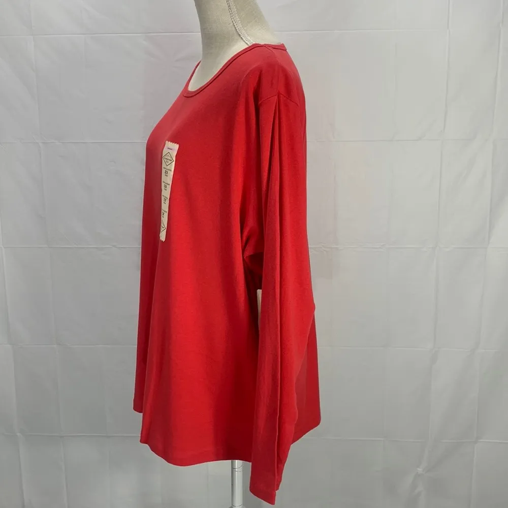 Long Sleeve Scarlet Red Essential Crew Neck Tee Top Size 2X - Image 5