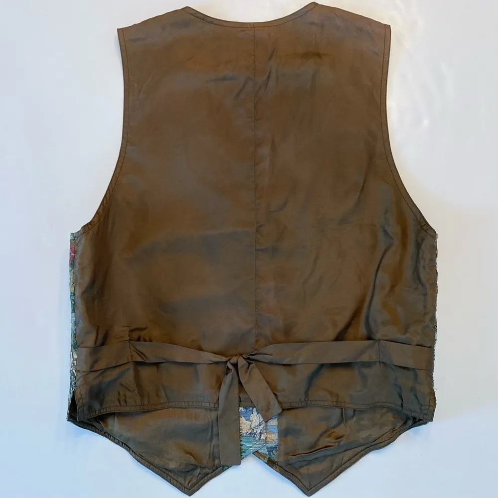 Liz Claiborne Lizsport Liz Sport Claiborne Tapestry Vest Deer Mountains Trees River Size 10 - Image 5