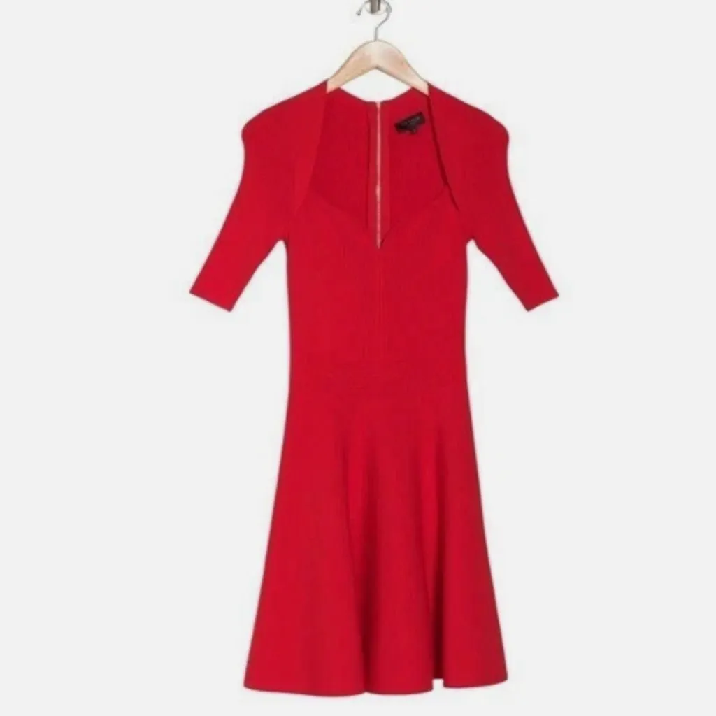 NWT Ted Baker London Milly Sweetheart Sweater Dress 4 (fits like 10 US), RED - Image 8