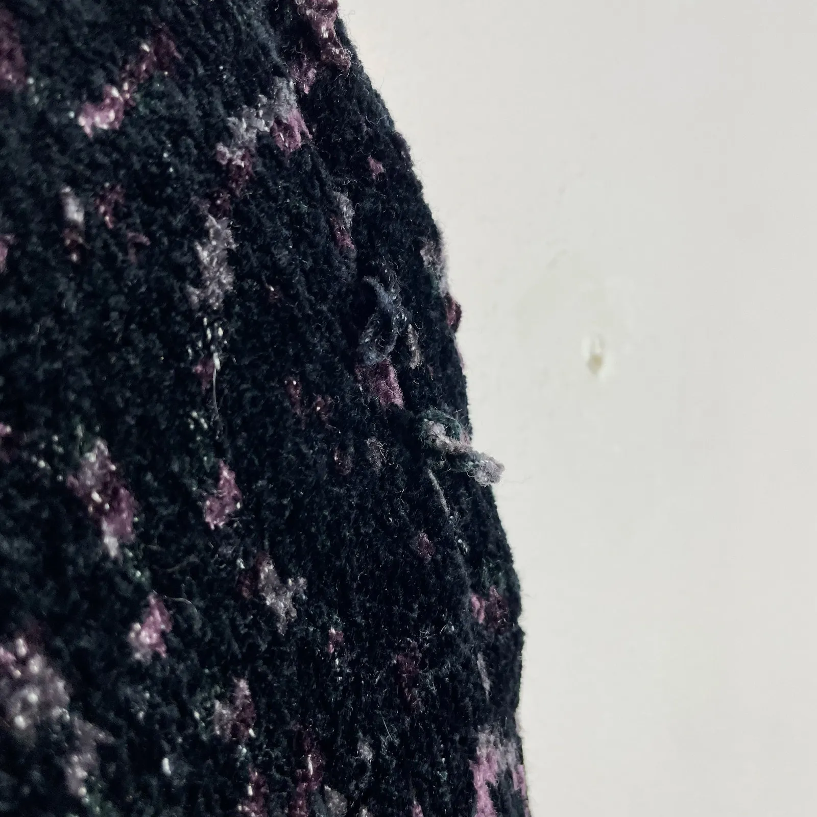 Vintage Icelandic Design Velvet Chenille Zip Up Cardigan Sweater Nordic Womens L Black Size L - Image 5