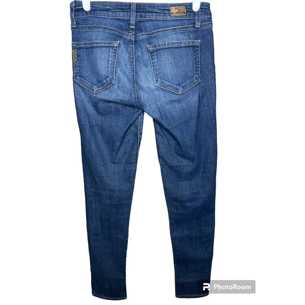 Paige Peg Skinny Medium Wash Blue Full Length Jeans Denim Size 25 - Image 2