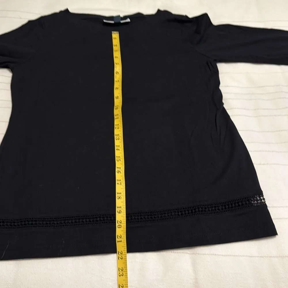 Karen Scott Black Boxy 3/4 Sleeve Sweatshirt - Image 6