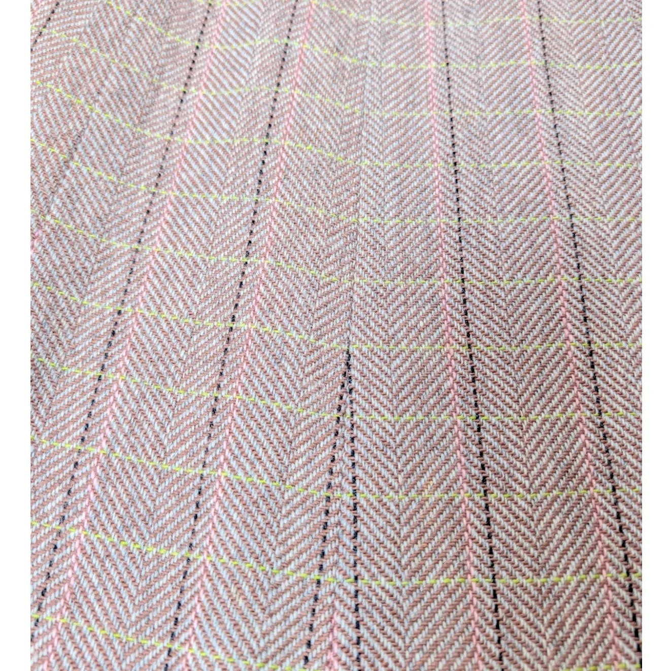 Vintage 1990s Tweed A-Line Skirt Brown Pink Green Plaid Wool Blend - Image 3