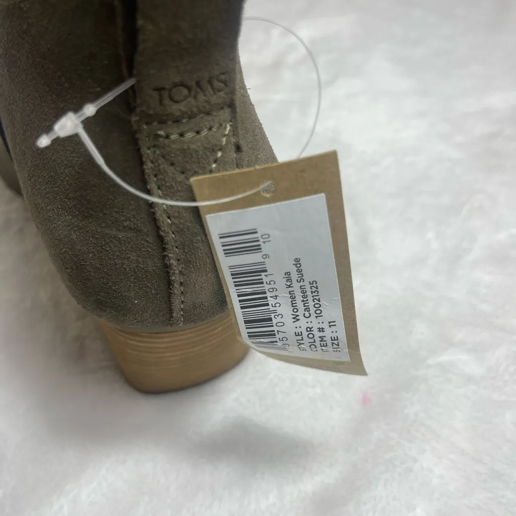 Toms Womens Kaia canteen  green Faux Suede Solid Wedge Booties New size 11 - Image 4