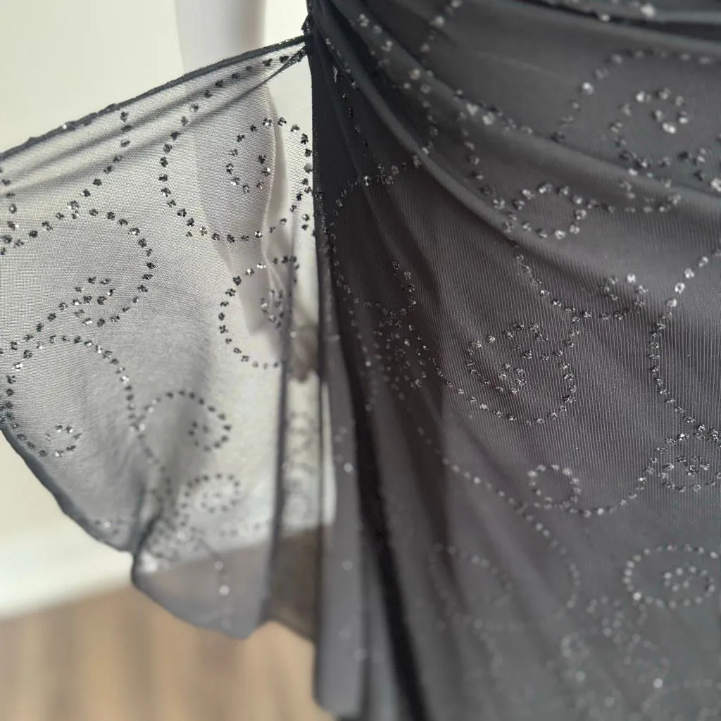 VTG Y2K City Triangles Fairy Core Whimsigoth Black Mesh Dress - Image 7