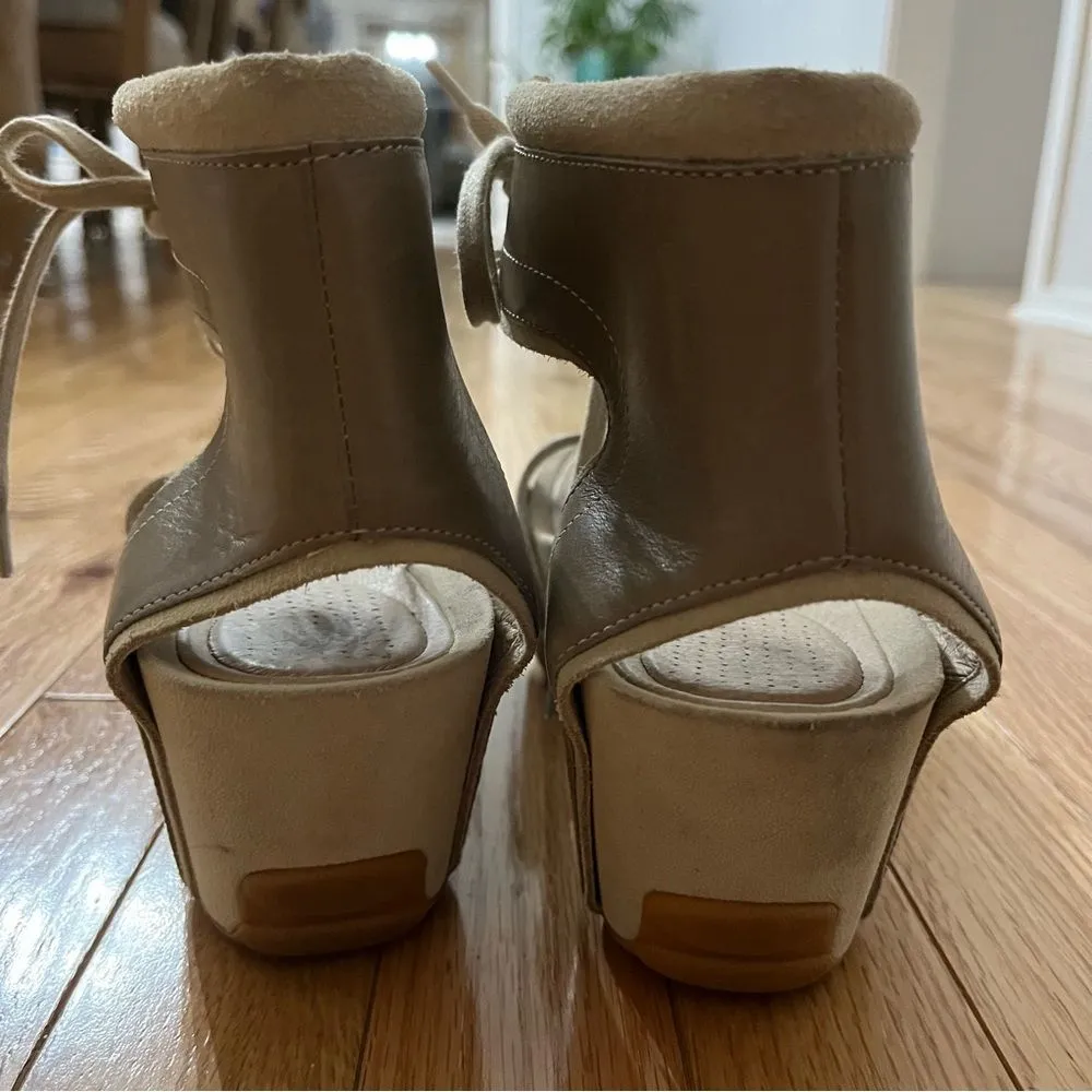 TIMO WEILAND x TSUBO Sedna Neutral Leather Wedge Shoes Size 9 - Image 7