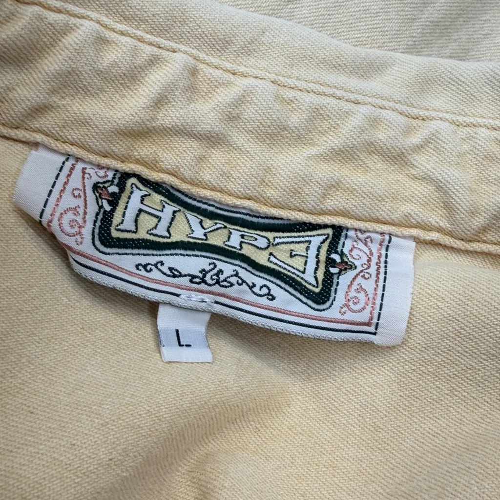 Hype Western Button Up Shacket Shirt Cream Womens Large Brown - Image 9