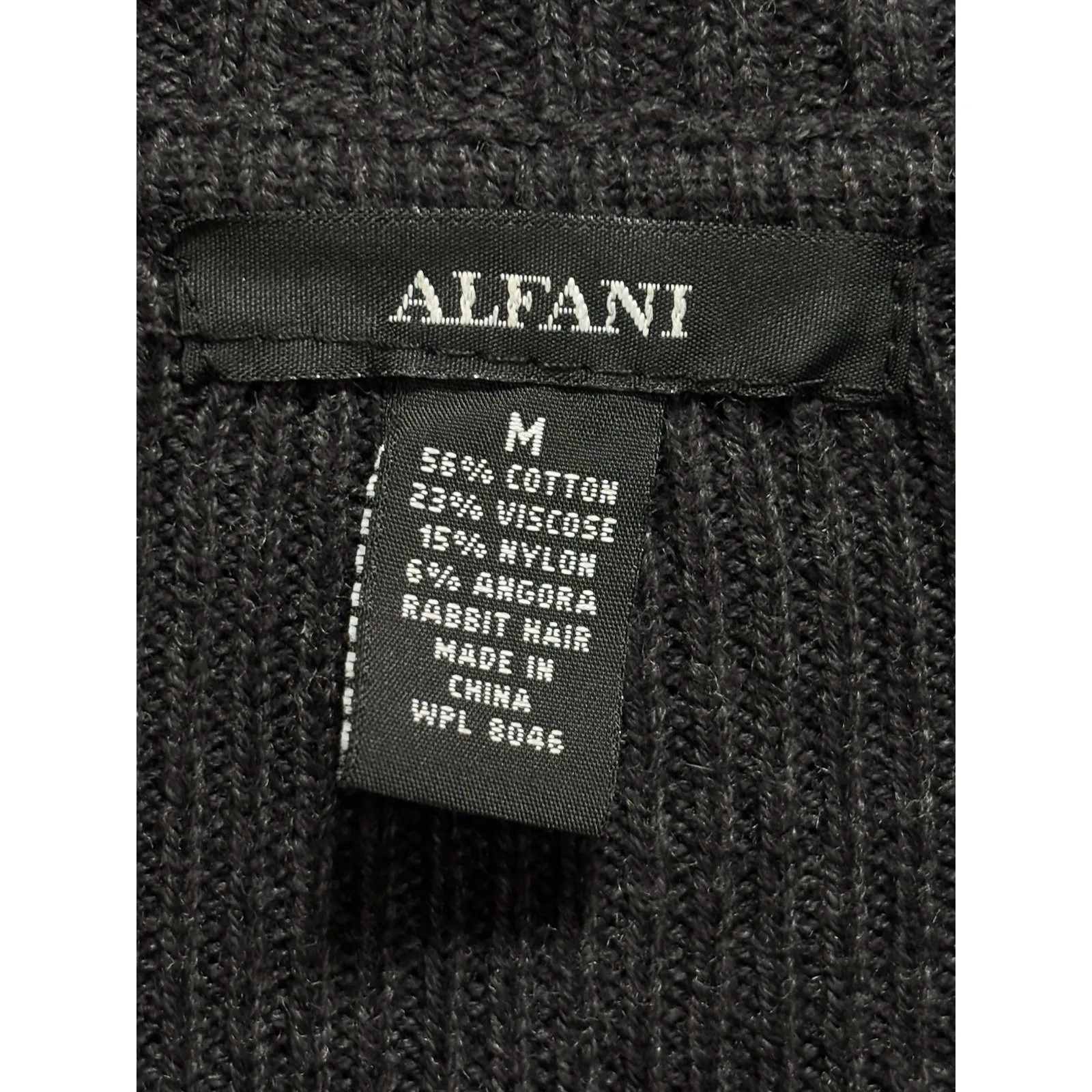 Alfani Open Cardigan Long Sleeve Knit Size M Dark Gray Shawl Neck Button Angora - Image 2